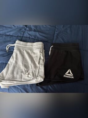 2 pair deal! Reebok Gray and Black Athletic Sweat Shorts Duo